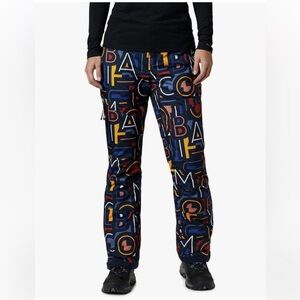 NWT Columbia Kickstarter Dark Nocturnal Typo Print Ski Pants Size Small